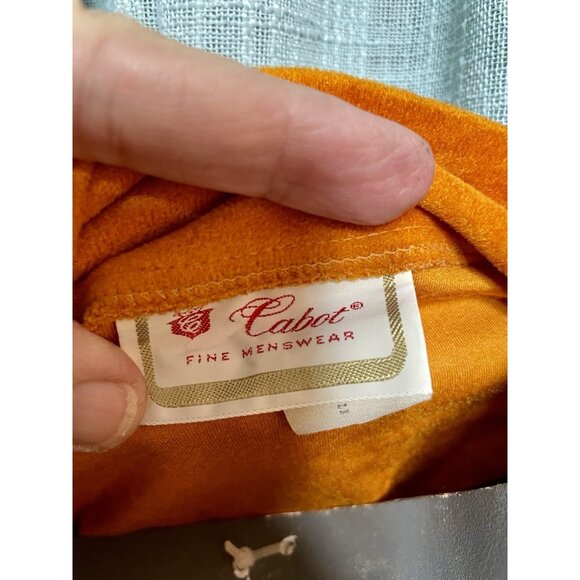 Vintage CABOT FINE MENSWEAR Orange Robe Housecoat Smoking Jacket - Picture 4 of 6